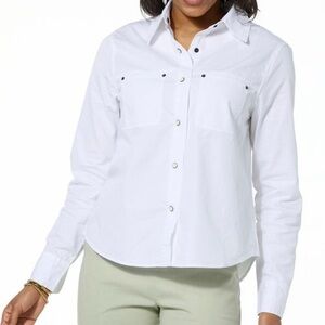 NWT Retail $69 HUE Long Sleeve Button Down Shirt